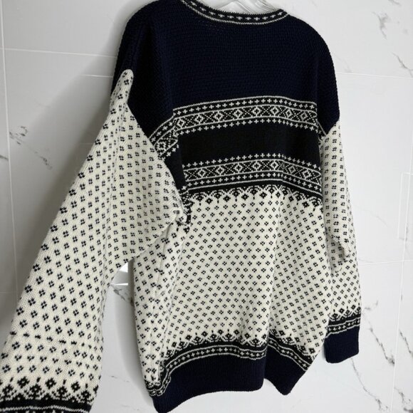 Vintage Wool Knit Crewneck Sweater Size L Fair Isle Icelandic - Picture 4 of 7